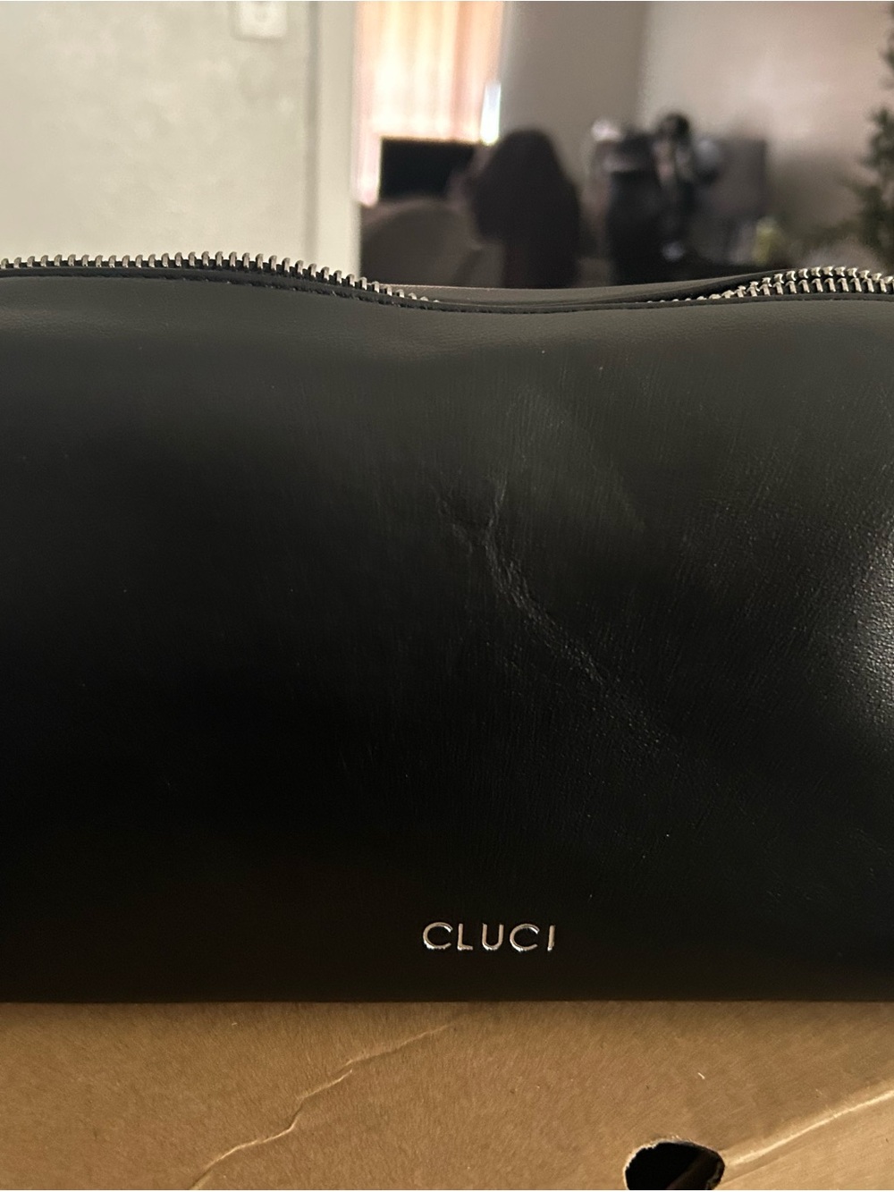 CLUCI womens Black Leather Toiletry Bag